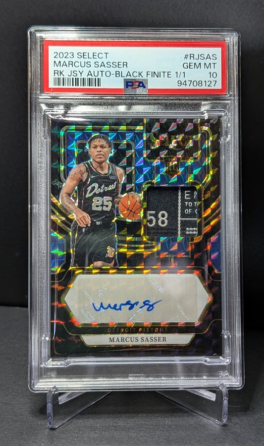 Marcus Sasser - 2023 Panini Select NBA - Black Finite 1/1 PSA 10 GEM MT Rookie Jersey Autograph